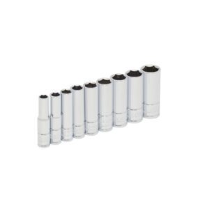 Juego de dados largos cuadro de 1/4", 6 puntas, métricos, 9 piezas Urrea