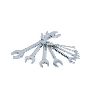 Juego de llaves españolas pulido espejo en pulgadas, 8 piezas en rack Urrea