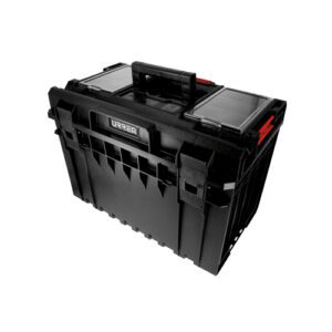Caja portaherramientas plástica modular con compartimentos color negro 23" x 15" x 16" Urrea